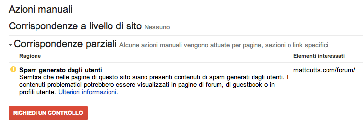 azioni manuali google webmaster tools