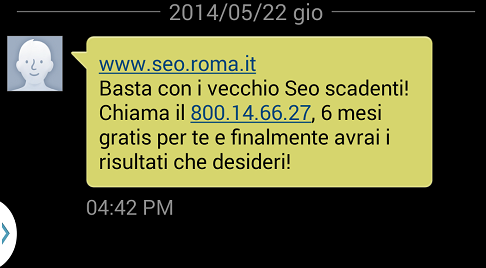 sms falso inviato